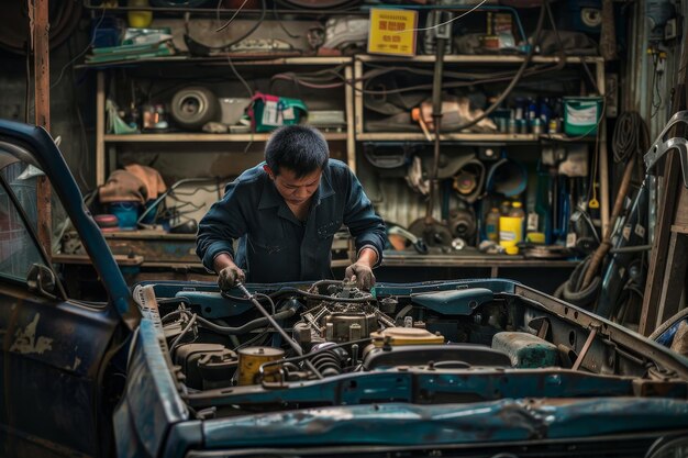 Mechanic performing vehicle repairs